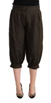 Gf Ferre' Brown Viscose Cropped Harem Pants In Black