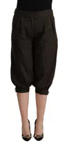 Gf Ferre' Brown Viscose Cropped Harem Pants In Black