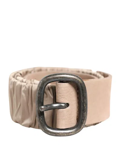 Gf Ferre' Women Beige Polyester Silver Metal Buckle Waist Belt In Brown