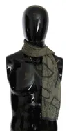 Gf Ferre' Wool Viscose Foulard Patterned Branded Scarf In Green