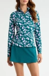 G/fore Blossom Silky Tech Nylon Quarter Zip Pullover In Blue