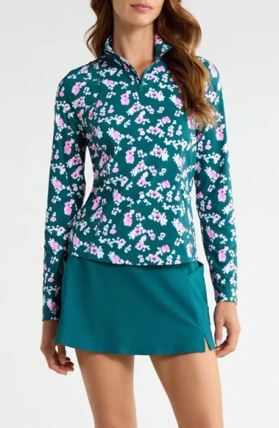 G/fore Blossom Silky Tech Nylon Quarter Zip Pullover In Blue