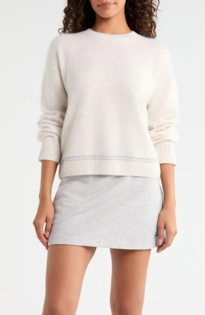 G/fore Brushed Cashmere Crewneck Sweater In Chalk White/grey Melange