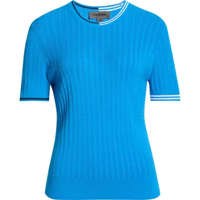 G/fore Cable Knit Short Sleeve Sweater In Blue