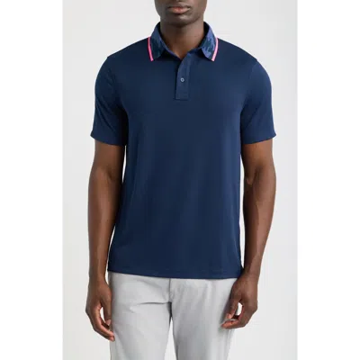 G/fore Camo Collar Performance Piqué Polo In Blue