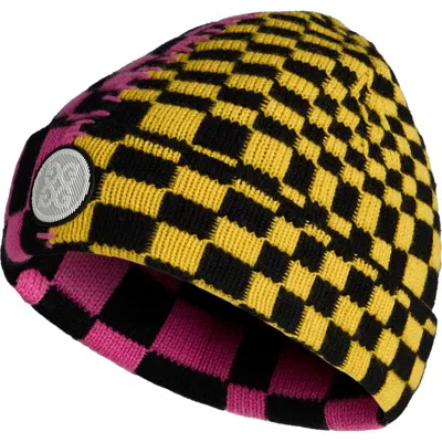G/fore Check Logo Wool Beanie In Cyber/ Knock