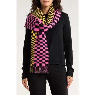 G/fore Checkered Wool Scarf In Cyber/ Knoc
