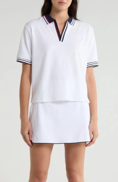 G/fore Circle G Johnny Collar Cotton Blend Terry Polo In White