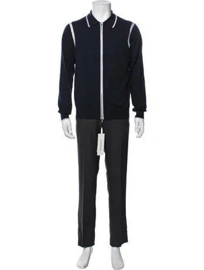 Pre-owned G/fore Colorblock Pattern Collar Cardigan In Blue