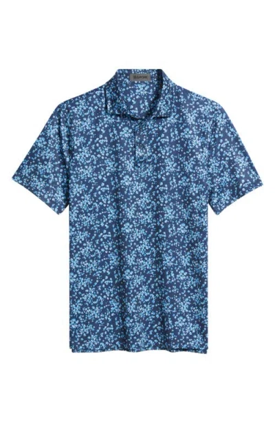 G/fore Ditsy Floral Tech Jersey Golf Polo In Blue