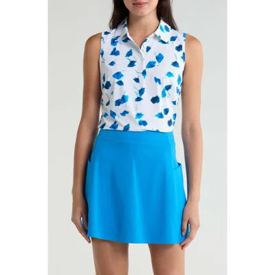 G/fore Drop Floral Performance Sleeveless Polo In White