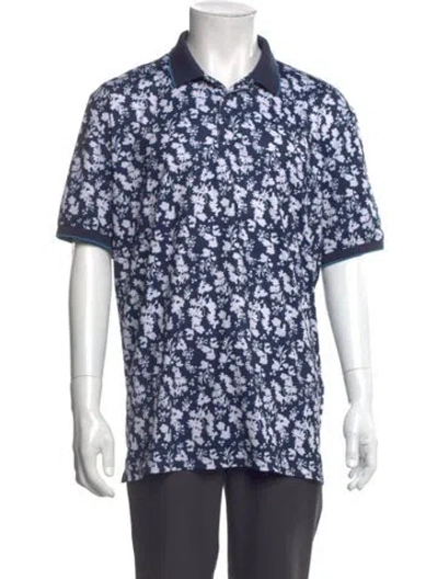Pre-owned G/fore Floral Print Collar Polo Shirt In Blue