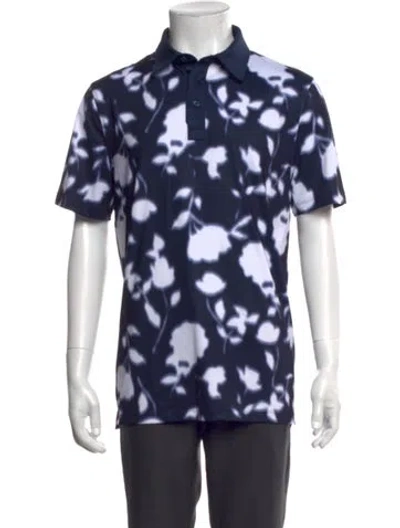 Pre-owned G/fore Floral Print Collar Polo Shirt In Blue