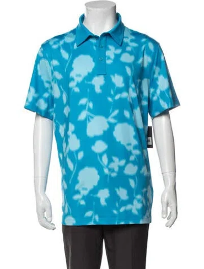 Pre-owned G/fore Floral Print Collar Polo Shirt W/ Tags In Blue
