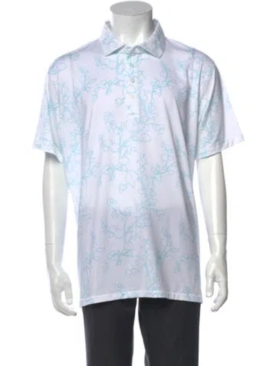 Pre-owned G/fore Floral Print Collar Polo Shirt In White