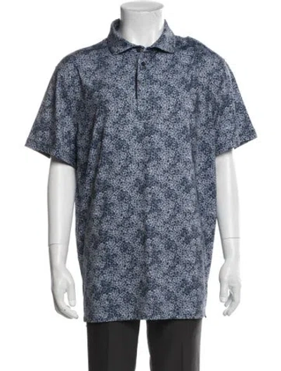 Pre-owned G/fore Floral Print Crew Neck Polo Shirt In Blue