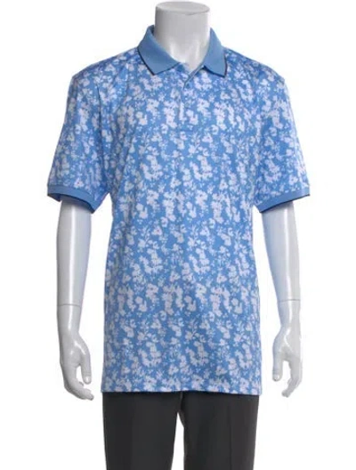 Pre-owned G/fore Floral Print Crew Neck Polo Shirt W/ Tags In Blue