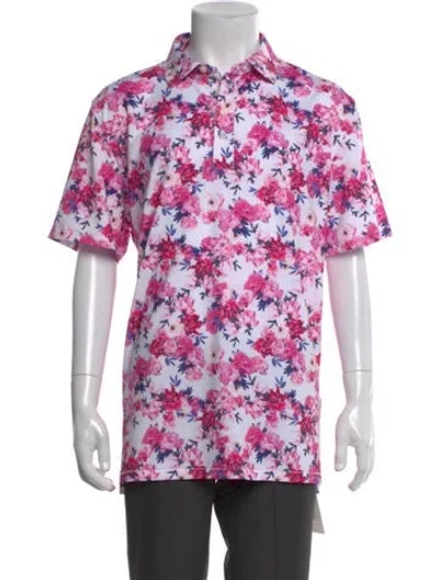 Pre-owned G/fore Floral Print Crew Neck Polo Shirt W/ Tags In White