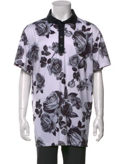Pre-owned G/fore Floral Print Crew Neck Polo Shirt In White