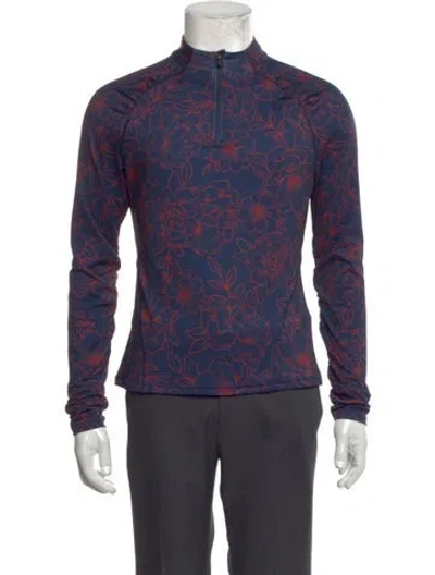 Pre-owned G/fore Floral Print Mock Neck T-shirt In Blue
