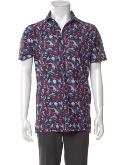 Pre-owned G/fore Floral Print Short Sleeve Shirt In Blue