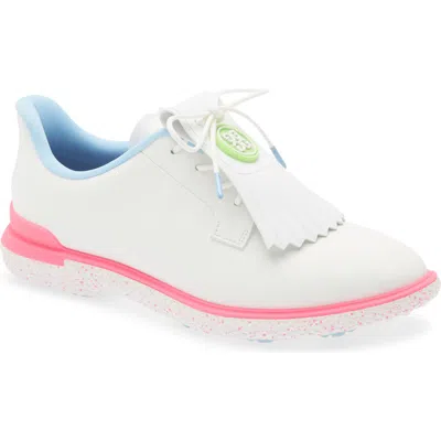 G/fore Gallivant2r Perforated Kiltie Golf Shoe In Snow/blush