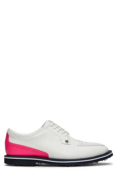 G/fore Gallivanter Brogue Golf Shoe In Snow / Knockout Pink