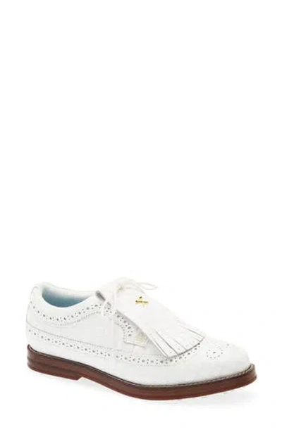 G/fore Gallivanter Croc Embossed Longwing Golf Shoe In Snow