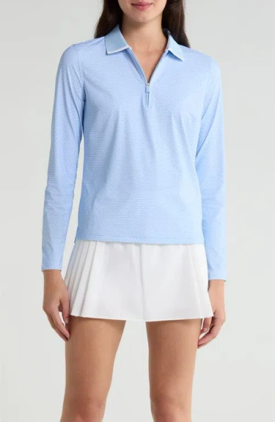 G/fore Geo 2 Silky Tech Long Sleeve Polo In Blue