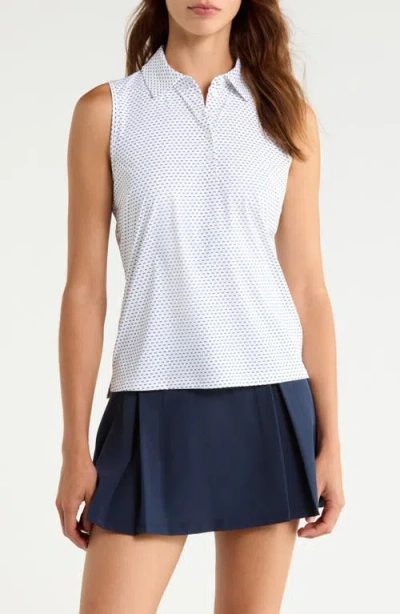 G/fore Geo 2 Silky Tech Performance Sleeveless Polo In Snow/twilight