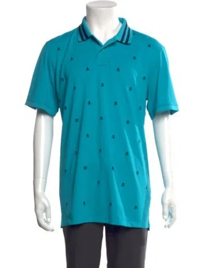 Pre-owned G/fore Graphic Print Collar Polo Shirt In Blue