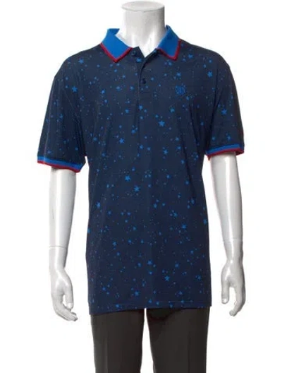 Pre-owned G/fore Graphic Print Collar Polo Shirt In Blue
