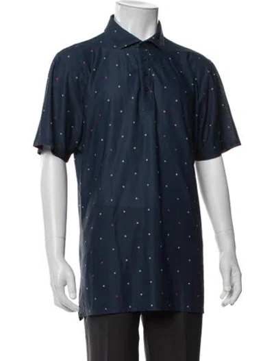 Pre-owned G/fore Graphic Print Collar Polo Shirt In Blue