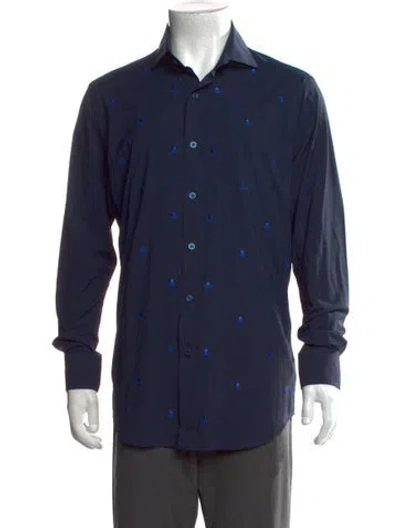 Pre-owned G/fore Graphic Print Long Sleeve Dress Shirt In Blue