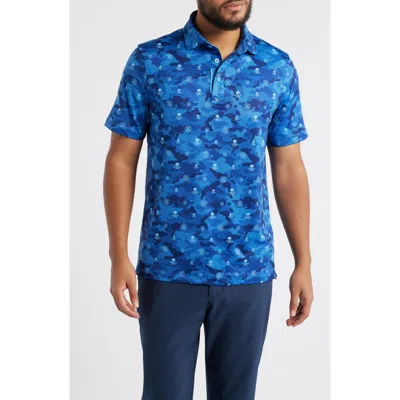 G/fore Icon Camo Stretch Tech Jersey Polo Shirt In Blue
