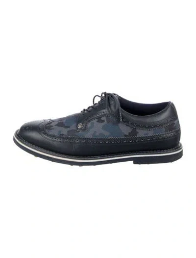 Pre-owned G/fore Leather Camouflage Print Loafers In Blue