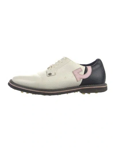 Pre-owned G/fore Leather Colorblock Pattern Derby Shoes In White
