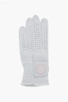 G/fore Leather Signature Golf Glove With Touch Strap Closure In White