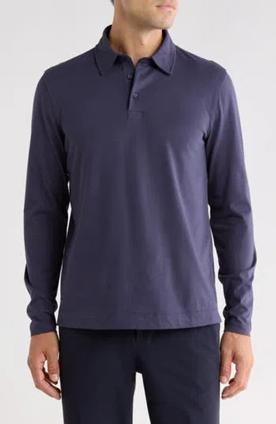 G/fore Long Sleeve Brushed Organic Cotton Polo In Twilight