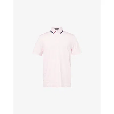 G/fore Mens Blush Striped Contrast-collar Stretch-woven Polo Top In Pink