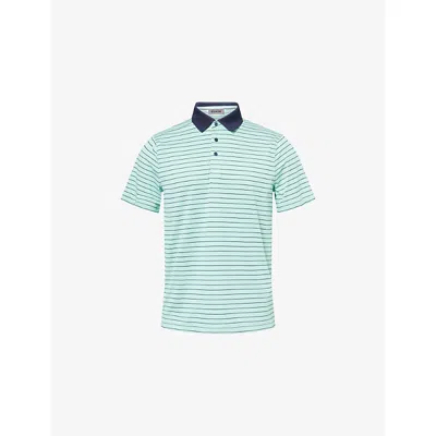 G/fore Mens Clover Herringbone-stripe Contrast-collar Stretch-woven Polo Top In Green