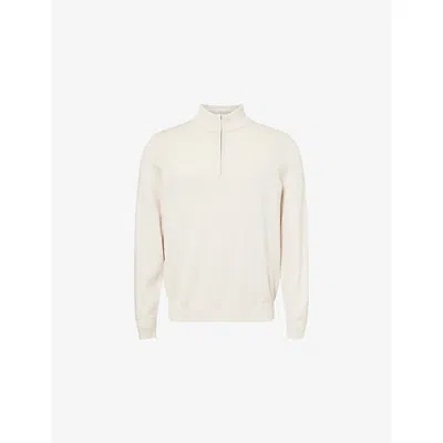 G/fore Mens Pumice Quarter-zip Stripe-collar Cotton-blend Jumper In Gray