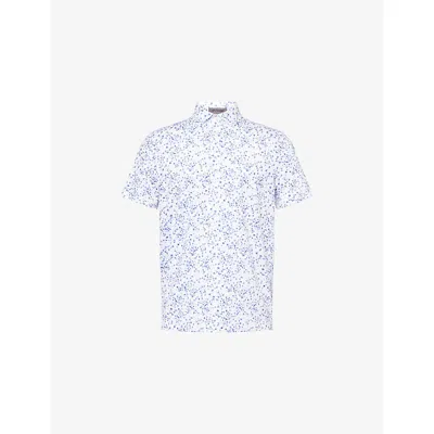 G/fore Mens Snow/twilight Floral-print Short-sleeve Jersey Polo Top Xl