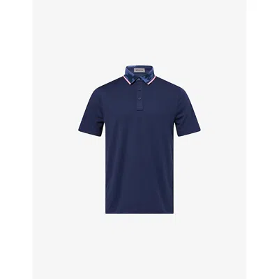 G/fore Mens Twilight Camo-collar Short-sleeve Woven Polo Top In Purple