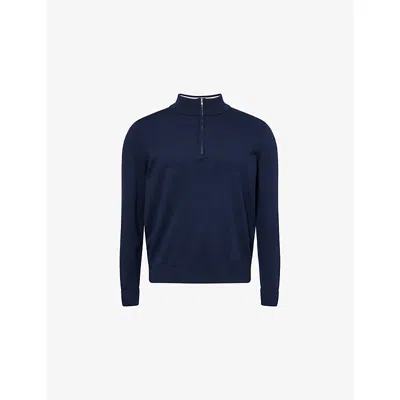 G/fore Mens Twilight Quarter-zip Stripe-collar Cotton-blend Jumper In Purple