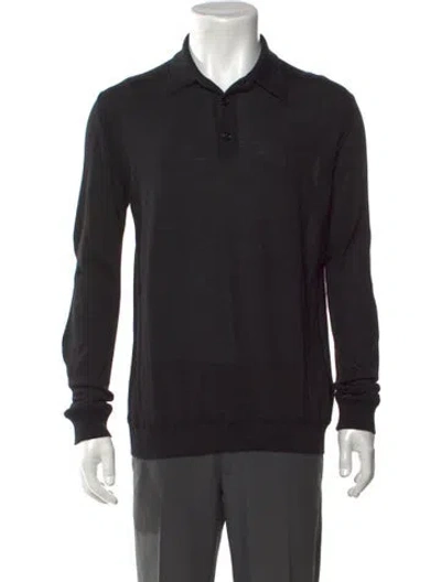 Pre-owned G/fore Merino Wool Collar Polo Sweater In Black