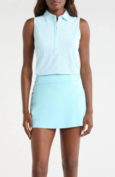 G/fore Mixed Stripe Tech Sleeveless Polo In Blue