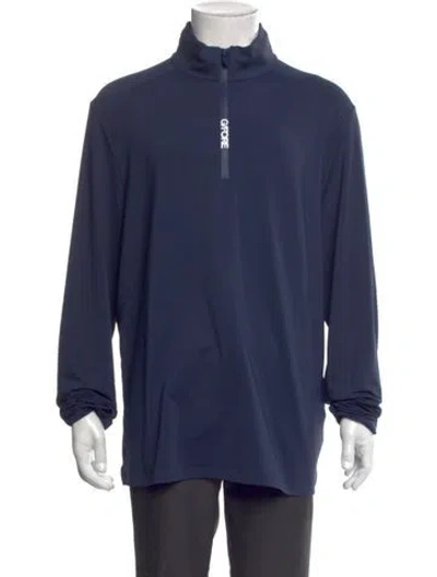 Pre-owned G/fore Mock Neck Long Sleeve Henley In Blue