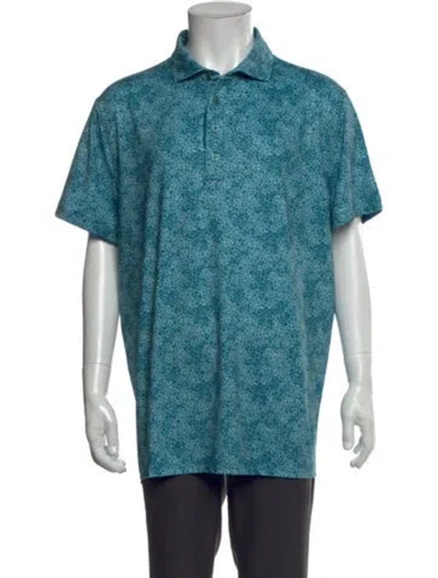 Pre-owned G/fore Paisley Print Collar Polo Shirt In Blue