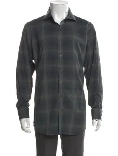Pre-owned G/fore Plaid Print Long Sleeve Shirt In Gray